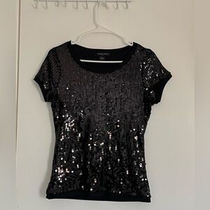 Black sequined August Silk t-shirt